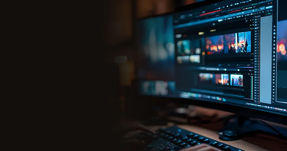 Corporate video editing and executive communication workspace