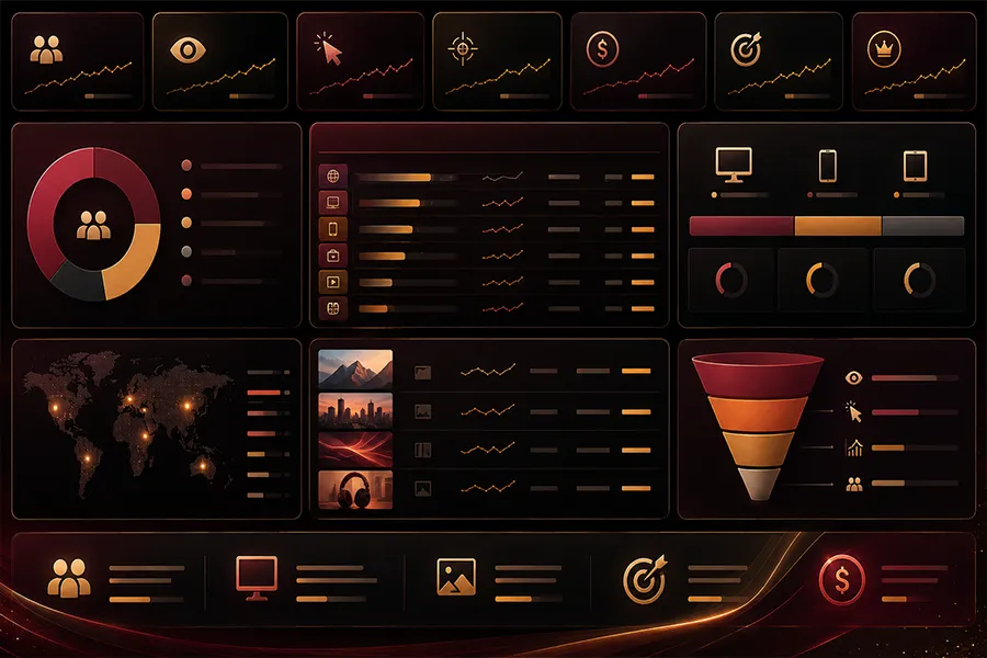 Display Ads reporting dashboard for audiences, placements, creative and conversions