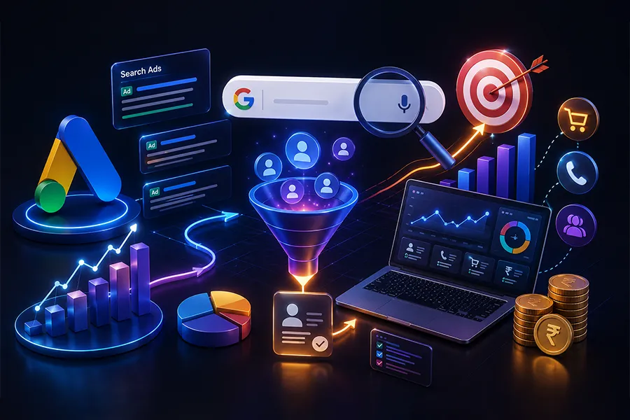 Google Ads search campaign dashboard and keyword performance