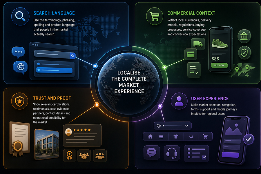 International SEO localisation across language, currency and market experience
